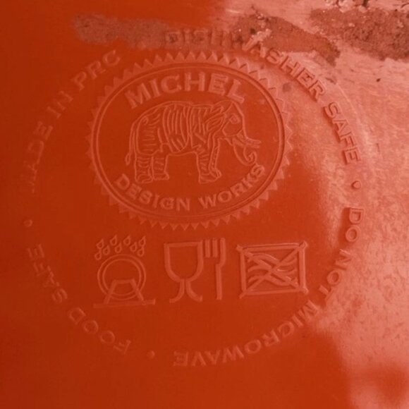 Michel Design Works Lobster Crab Serving Bowl 12" Melamine Orange Scalloped Rim - Picture 6 of 6